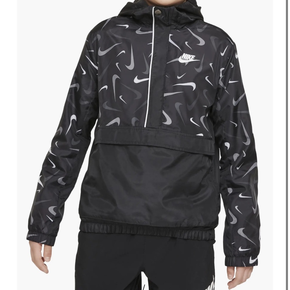 Nike Black and Gray Hooded Jacket